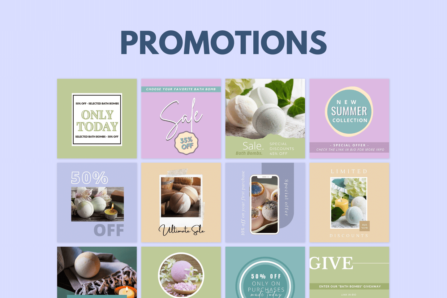 200 Bath Bombs Templates for Social Media